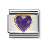 Composable Classic Dekoratif Link - Yüzey İşlemeli Kalp - Mor - (001 Purple) 18K Altın