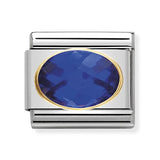 Composable Classic Dekoratif Link - Yüzey İşlemeli Oval - Mavi - (007 Blue) 18K Altın