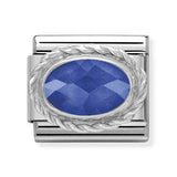 Composable Classic Dekoratif Link - Yüzey İşlemeli Oval - Mavi - (007 Blue) 925 Gümüş