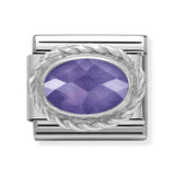 Composable Classic Dekoratif Link - Yüzey İşlemeli Oval - Mor - (001 Purple) 925 Gümüş