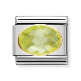 Composable Classic Dekoratif Link - Yüzey İşlemeli Oval - Yeşil - (004 Green) 18K Altın
