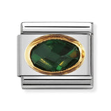 Composable Classic Dekoratif Link - Yüzey İşlemeli Oval - Zümrüt Yeşili -  18K Altın