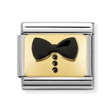 Composable Classic Dekoratif Link - Zerafet - Siyah papyon - (34 Black Bow Tie) 18K Altın