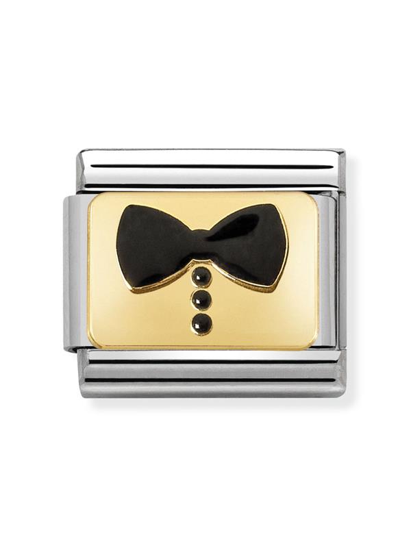 Composable Classic Dekoratif Link - Zerafet - Siyah papyon - (34 Black Bow Tie) 18K Altın