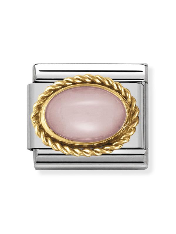 Composable Classic HARD STONES in stainless steel with 18k gold setting and detail (22_PINK OPAL)