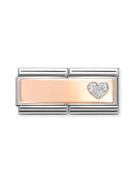 Composable DOUBLE Classic SYMBOLS steel, enamel and 375 gold Glitter heart