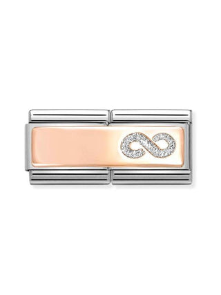 Composable DOUBLE Classic SYMBOLS steel, enamel and 375 gold Infinite glitter