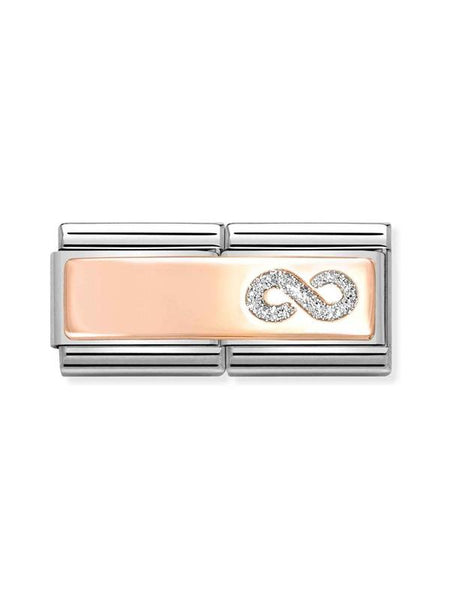 Composable DOUBLE Classic SYMBOLS steel, enamel and 375 gold Infinite glitter