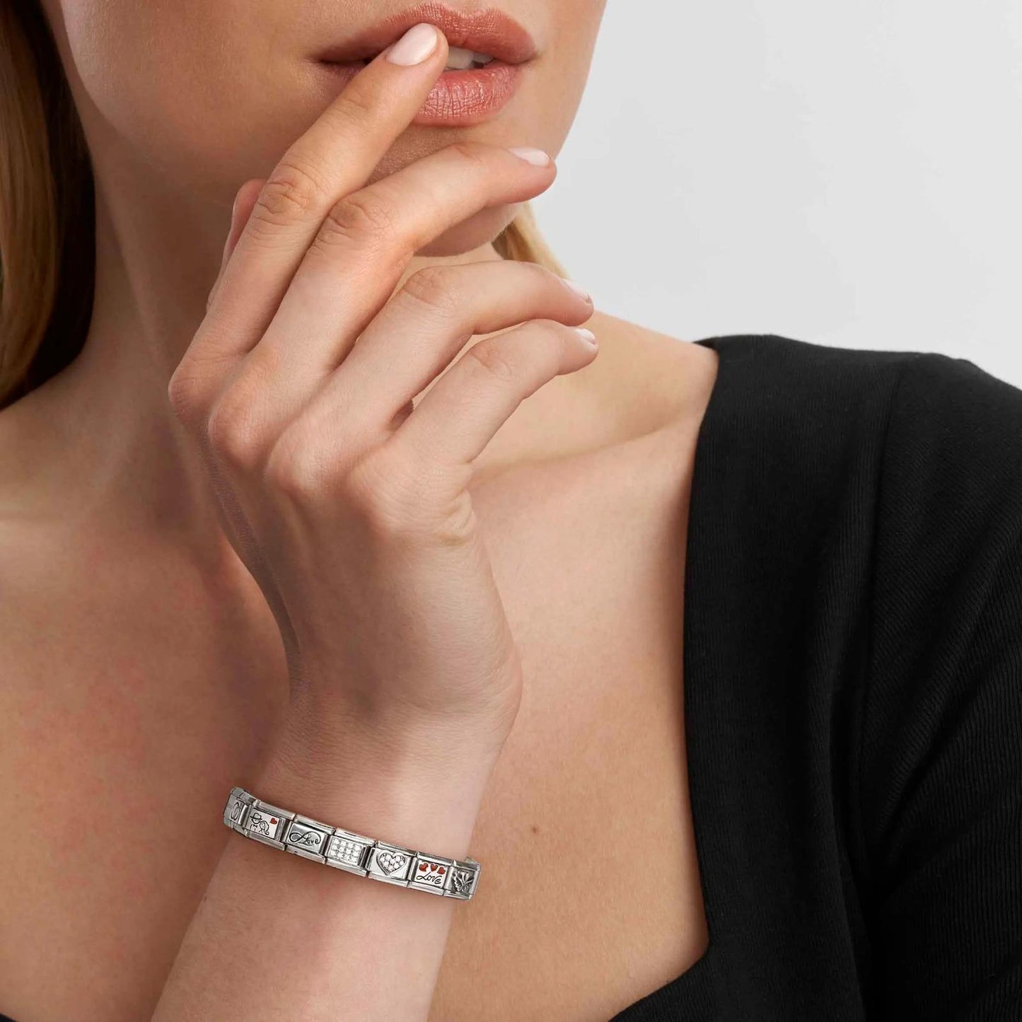 Italy Composable (Kişiselleştirilebilir) Klasik Paslanmaz Çelik Bileklik, Mat Siyah Rengi