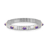 XTE Bileklik Paslanmaz Çelik , 925 sterling Gümüş - 8 faceted Taş PURPLE