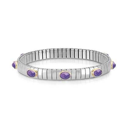 XTE Bileklik Paslanmaz Çelik , 925 sterling Gümüş - 8 faceted Taş PURPLE